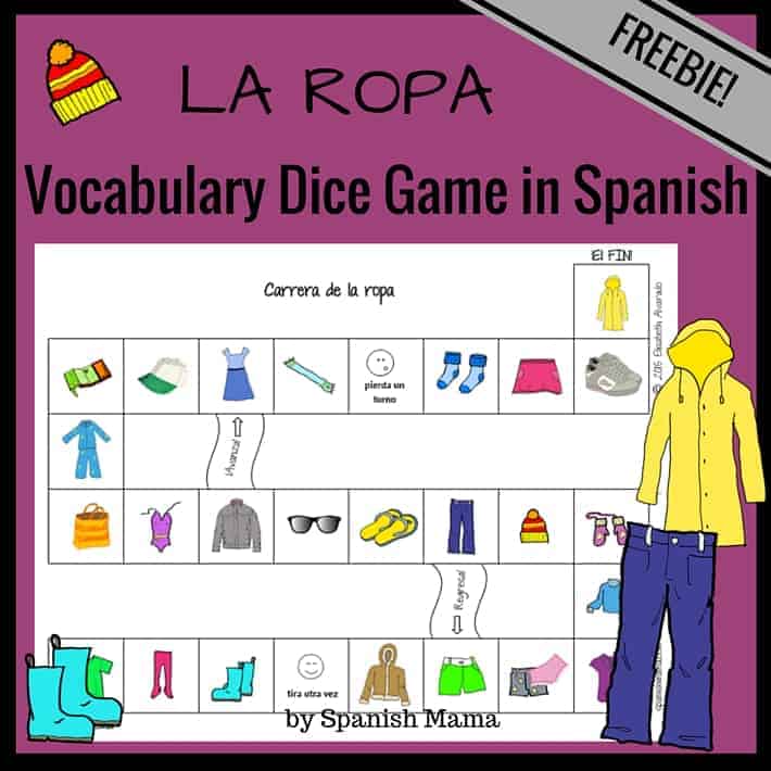 la ropa vocabulary dice game