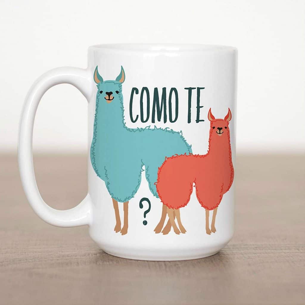 Spanish Teacher Gift Dímelo en Español with Funny Llama Travel Mug by  trndsttr