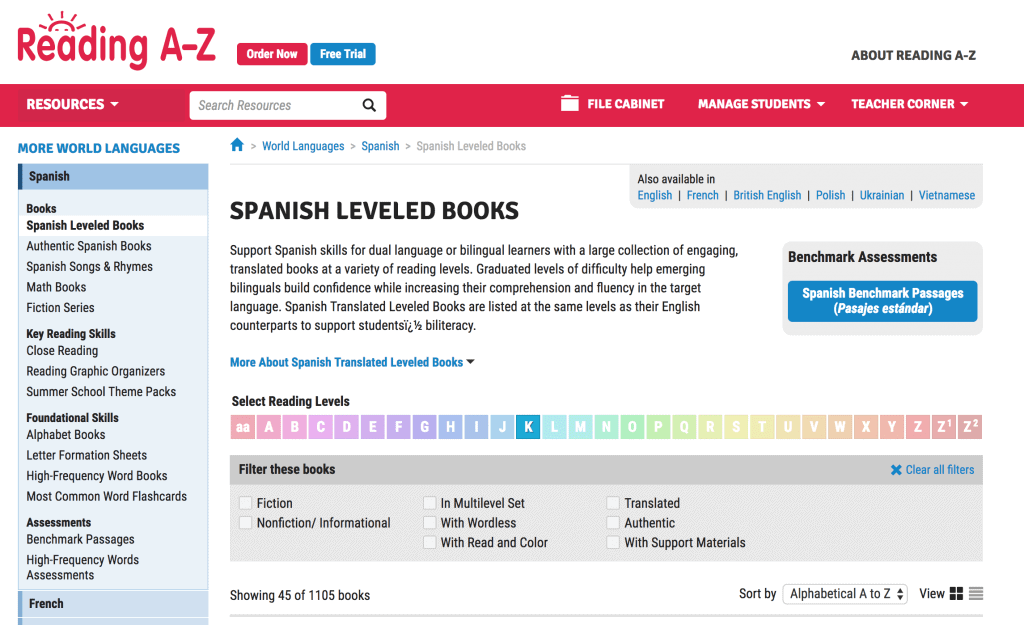 online Spanish a-z books