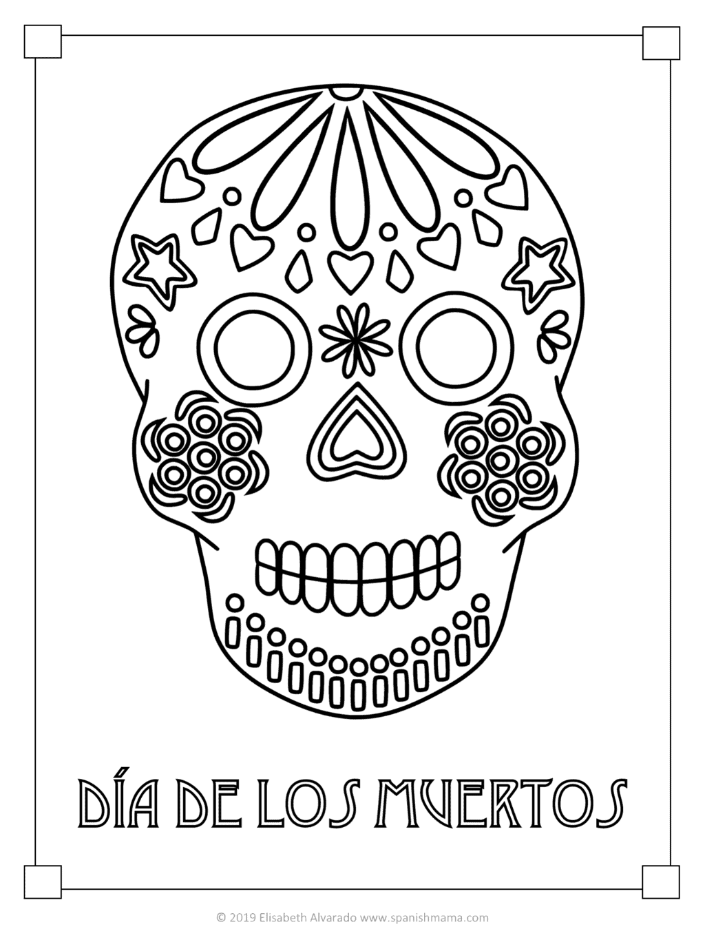 Download Sugar Skull Coloring Pages And Masks For Dia De Muertos