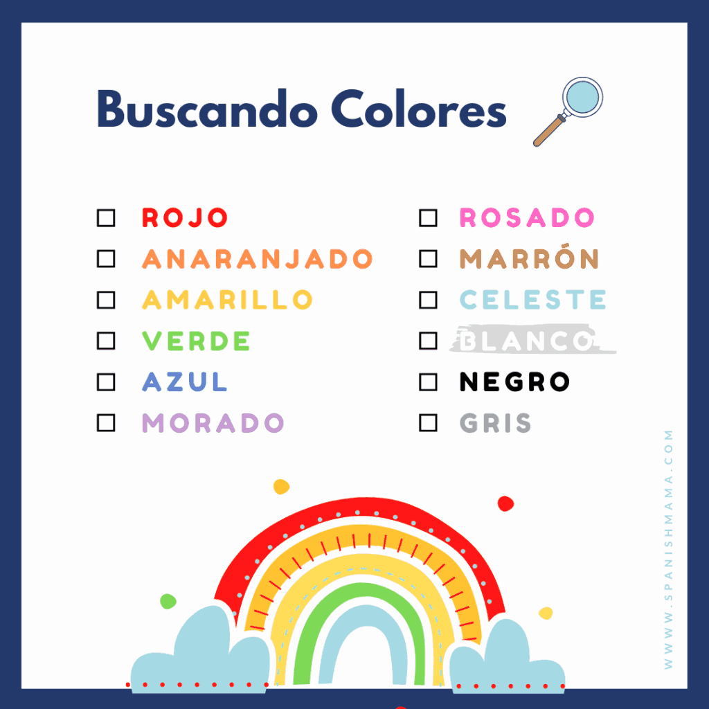 spanish scavenger hunt colors