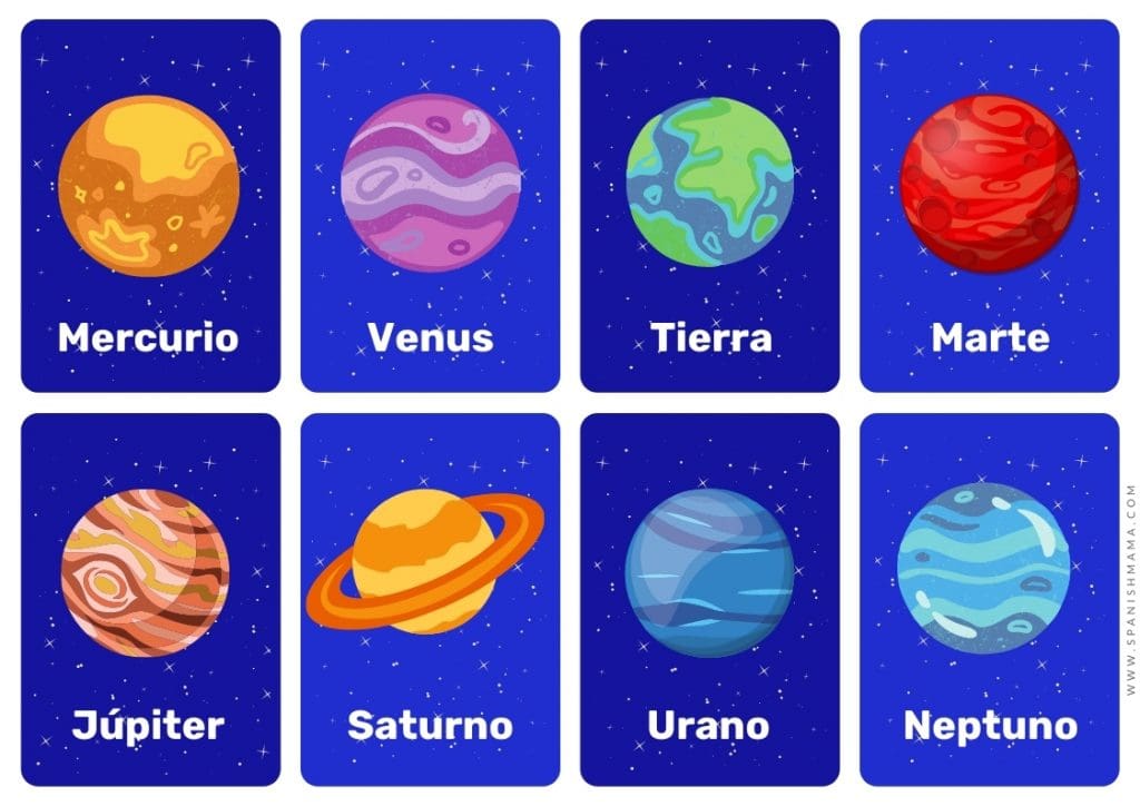 Spanish planets flashcards