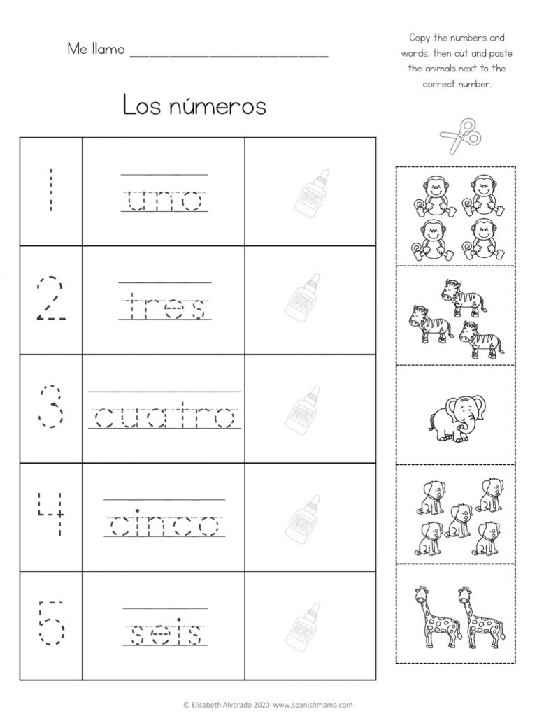 Printable Spanish Numbers 1 10 Worksheet
