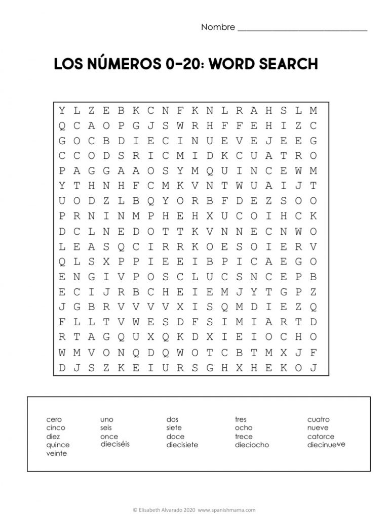 kindergarten spanish numbers worksheets