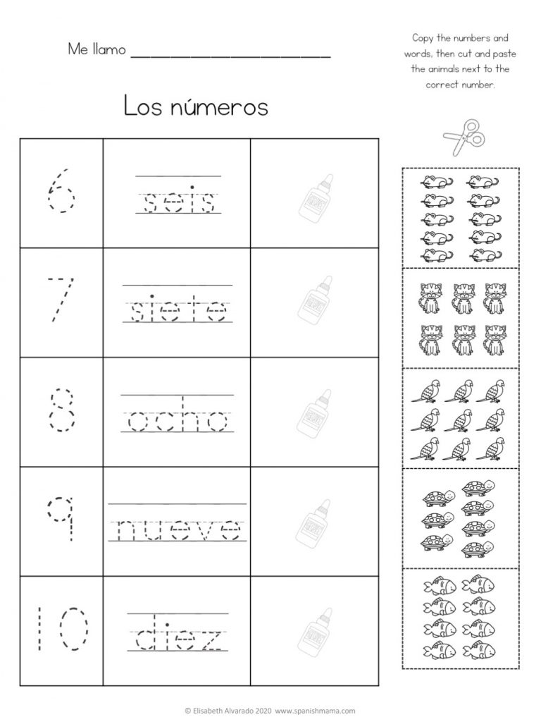 Free Number Spanish Worksheets 1 100