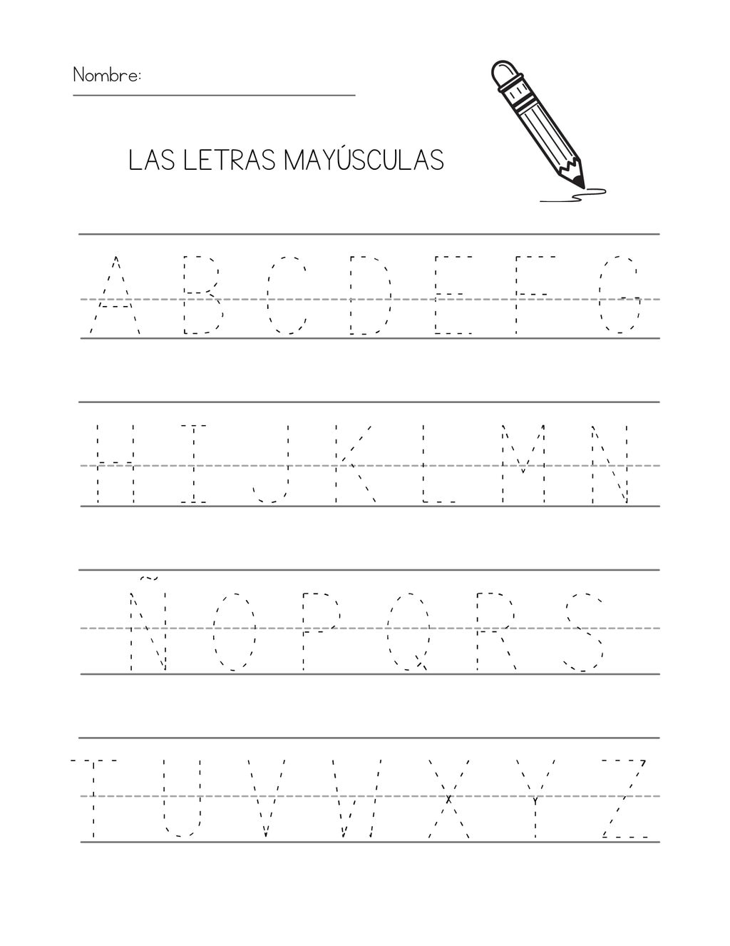 Printable Spanish Alphabet Letter Tracing Worksheets