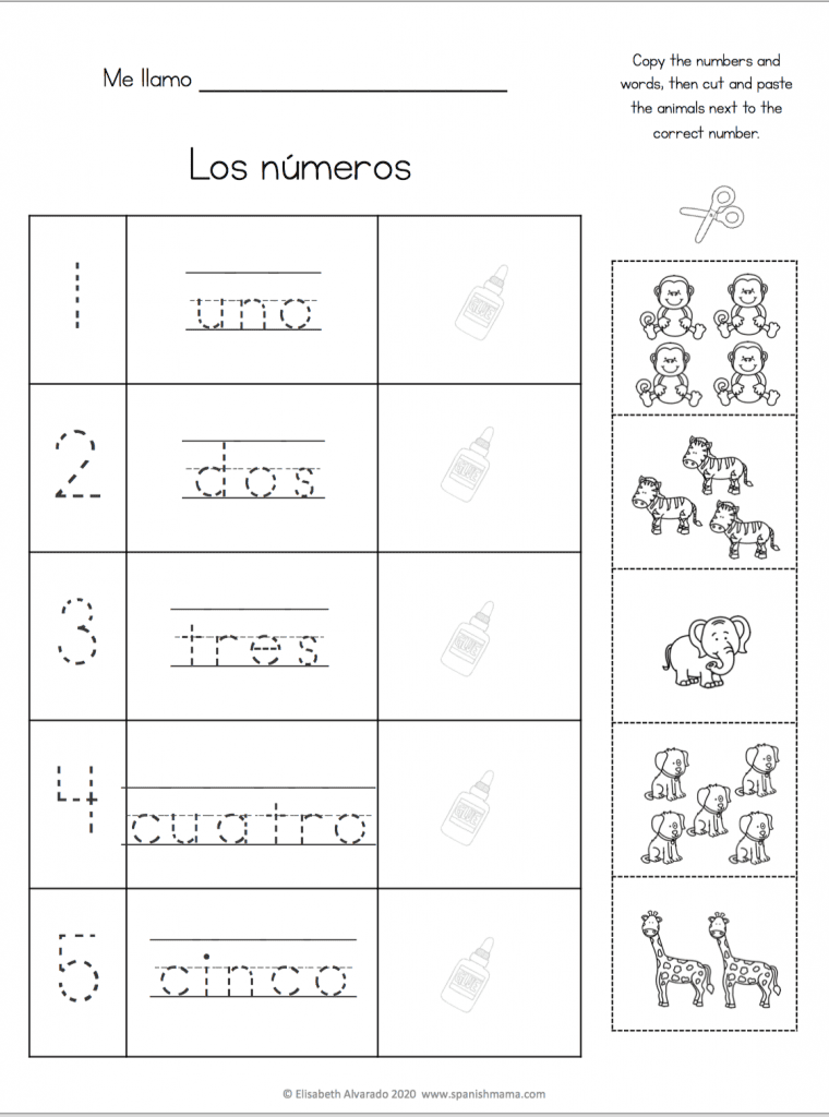 spanish number worksheet for kindergarteners