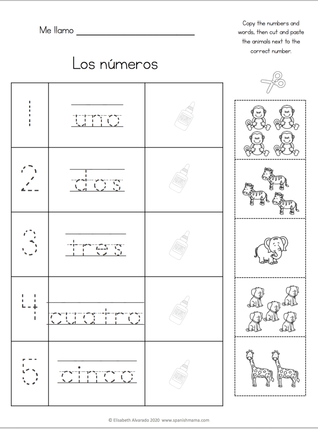 Spanish Worksheets 3A2