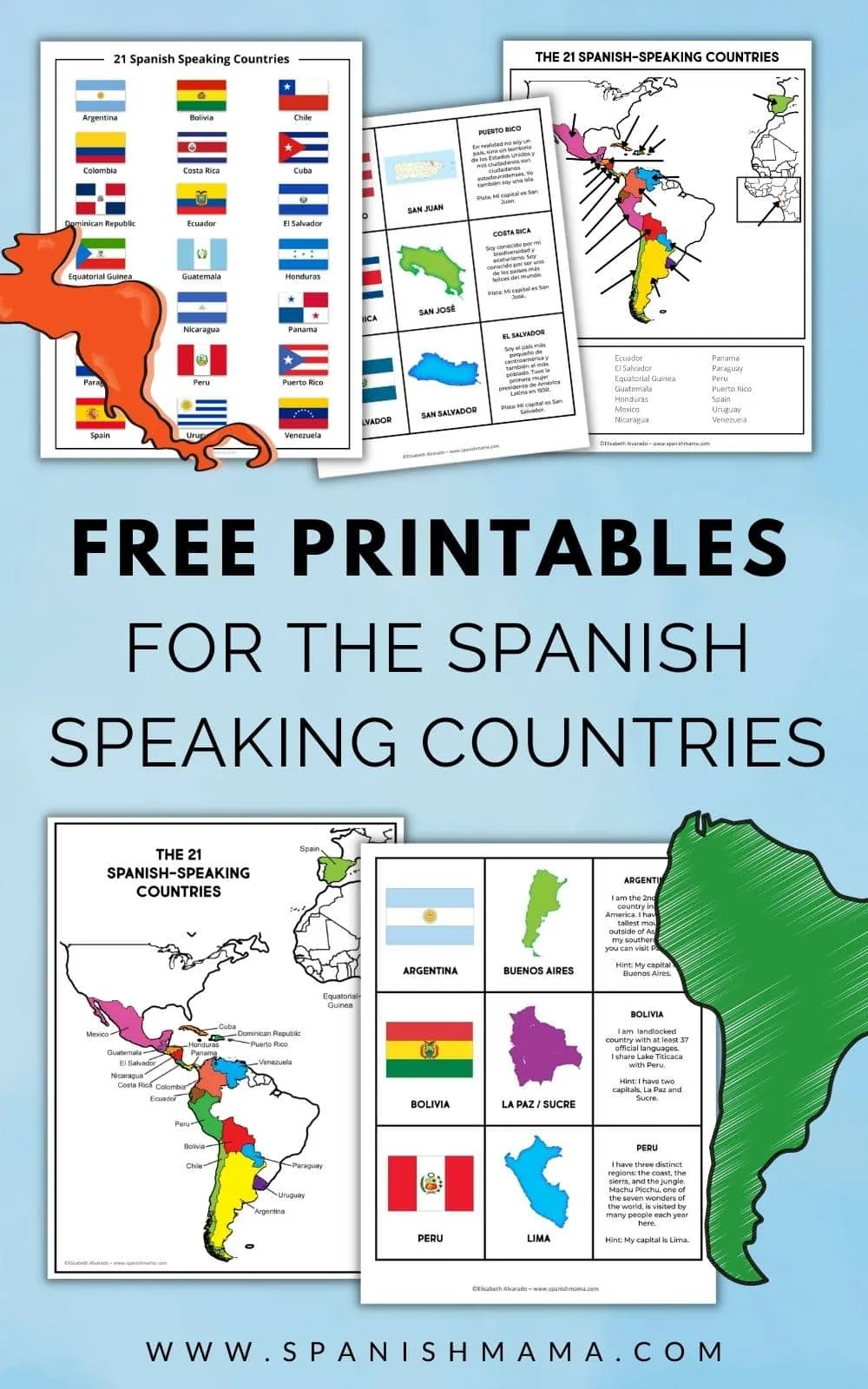 Spanish Speaking Countries Map And Game Cards