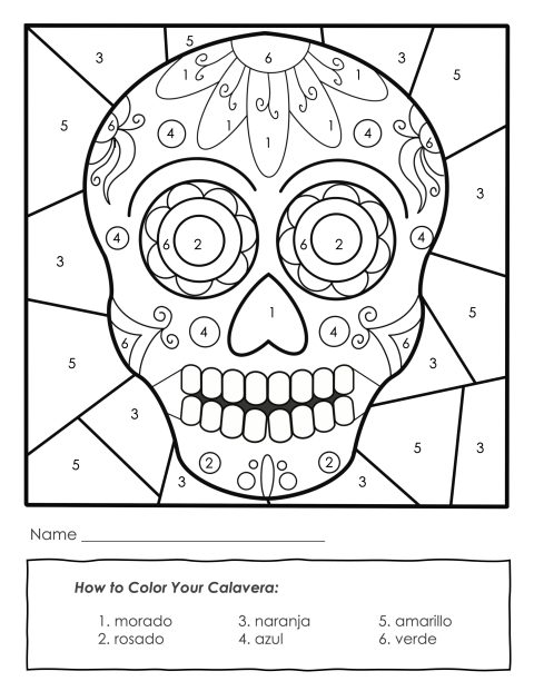 Sugar Skull Coloring Pages and Masks for Día de Muertos