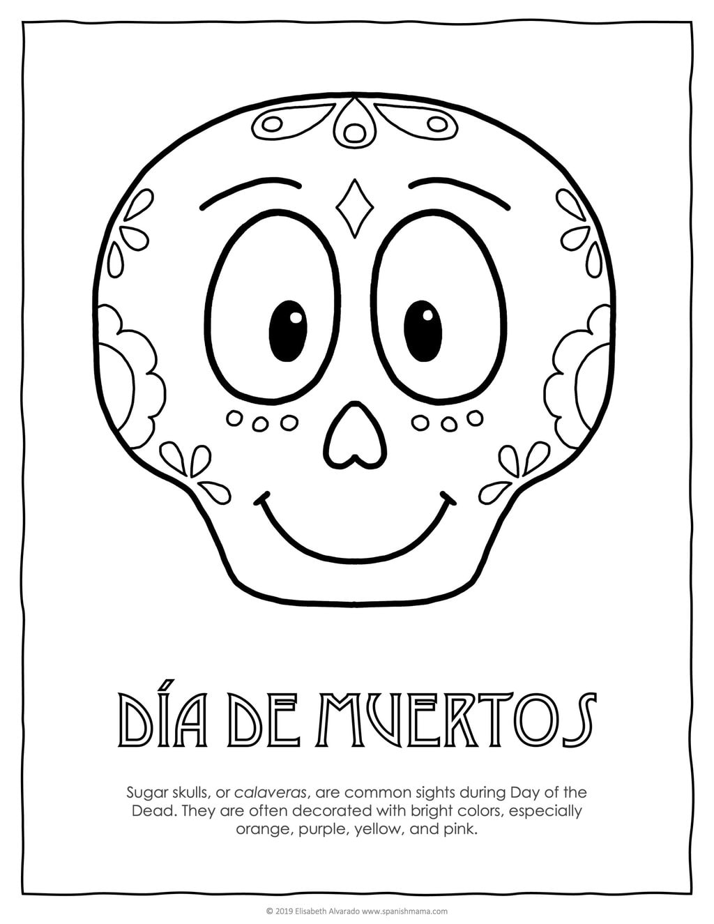 day of the dead skull blank coloring pages