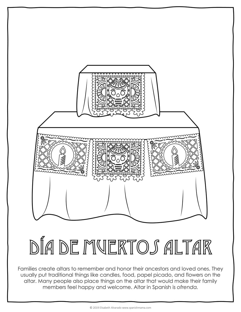 altar dia de los muertos drawing