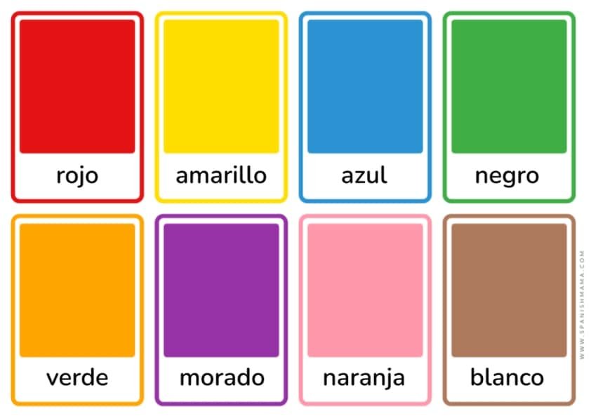 The Colors In Spanish Printable Worksheets And Flashcards