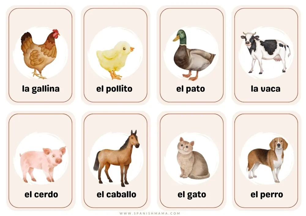 In Spanish} Farm animals for kids 